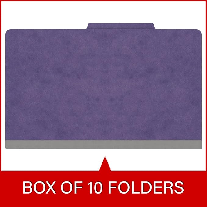 25 Pt. Pressboard Classification Folders, 2/5 Cut ROC Top Tab, Legal Size, 1 Divider, Purple (Box of 10) - Image 6