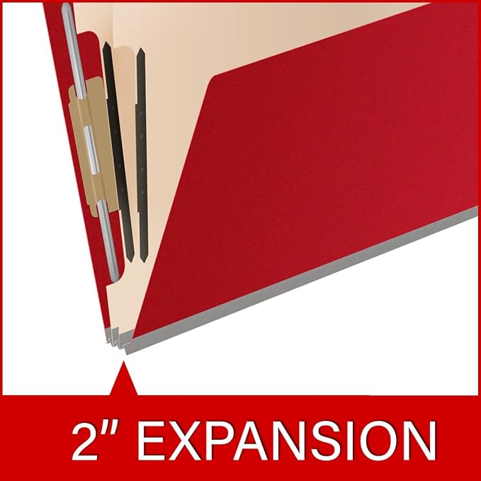 25 Pt. Pressboard Classification Folders, Full Cut End Tab, Letter Size, 2 Dividers, Deep Red (Box of 10) - Image 7