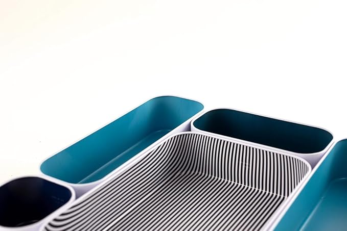 Three by Three Seattle Metal Drawer Organizer Tray Set, 5-Pc, 2" (Assorted) | Deep 2" food-safe metal bins; soft non-scratch base; perfect for kitchen utensils, tools & bulkier drawer items - Image 4