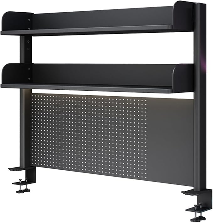 Clamp On Desk Organizer Shelf, BLACK Desk Extender Pegboard Workstation,Computer Desk Accessories for Office, Privacy Panel for Gaming Desk,23.6/31.4/39.3in Desktop Shelving System (, 80cm/31.4in) by FPIGSHS