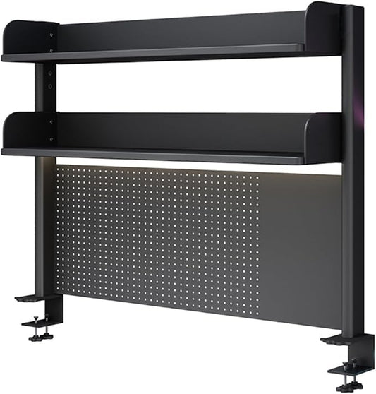 Clamp On Desk Organizer Shelf, BLACK Desk Extender Pegboard Workstation,Computer Desk Accessories for Office, Privacy Panel for Gaming Desk,23.6/31.4/39.3in Desktop Shelving System (, 80cm/31.4in) by FPIGSHS