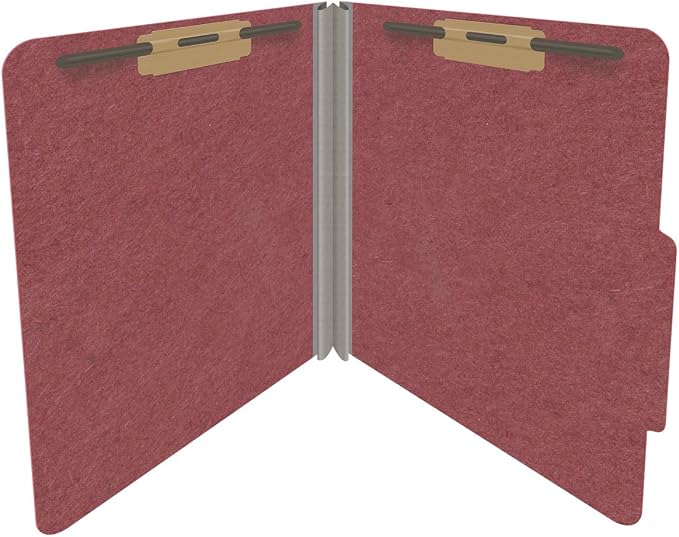 Top Tab Pressboard Folders, Letter Size, 2" exp, Fasteners Pos #1 & #3, Dark Red (Box of 25) - Image 4