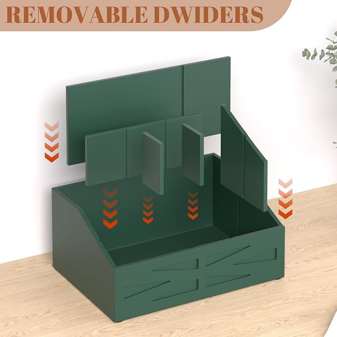 Wood Mail Organizer Countertop,Farmhouse Desk and Kitchen Countertop Storage, Letter Sorter, Desk Mail and Bill Organizer, Desktop File and Paper Holder (Green) - Image 7