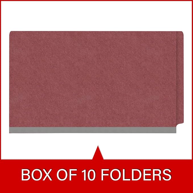 Ecom Folders End Tab Pressboard Classification Folders | Legal Size 25 Pt Stock with 2 Dividers and 2" Tyvek Expansion | Medical, Legal & Office Records Organizer | Dark Red, Box of 10 - Image 6