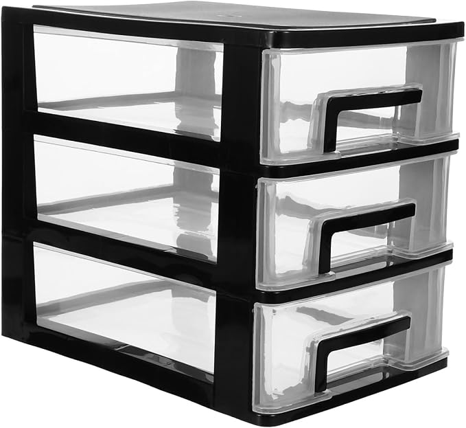 ULTNICE Three Drawer Plastic Storage Organizer Transparent Drawer Type Closet Cabinet for Desk Office Study Living Room Portable Storage Drawers for Organizing Small Items 8.30 X 7.55 X 5.98 in - Image 9