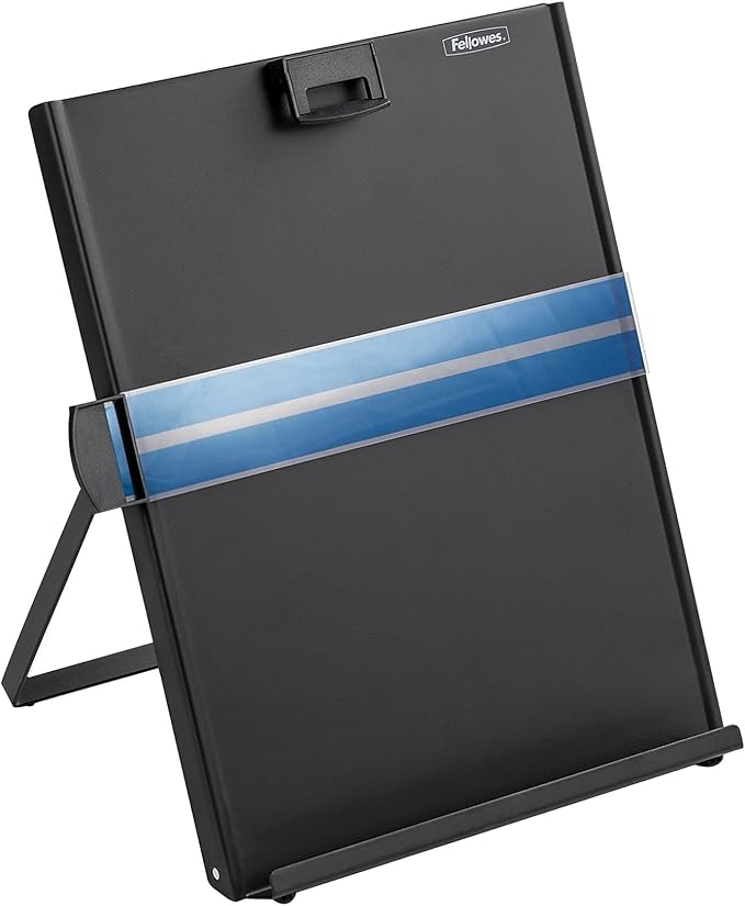 Fellowes Mfg. Co. Products - Metal Copyholder, Letter, 10-5/8"x8-3/8"x11-3/8", Black - Sold as 1 EA - Easel-style copyholder adjusts for appropriate viewing angle. Removable magnetic paper holder keeps copy securely in place on the metal stand. Feature... - Image 2