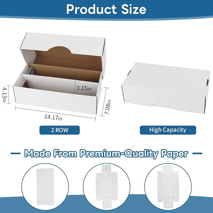 Trading Card Storage Box, 1600 Count Card Storage Boxes, Bulk Cards Storage Box Sports Cards Cases Graded Cardboard Boxes for Basketball Sports Collector (6 Set) - Image 2