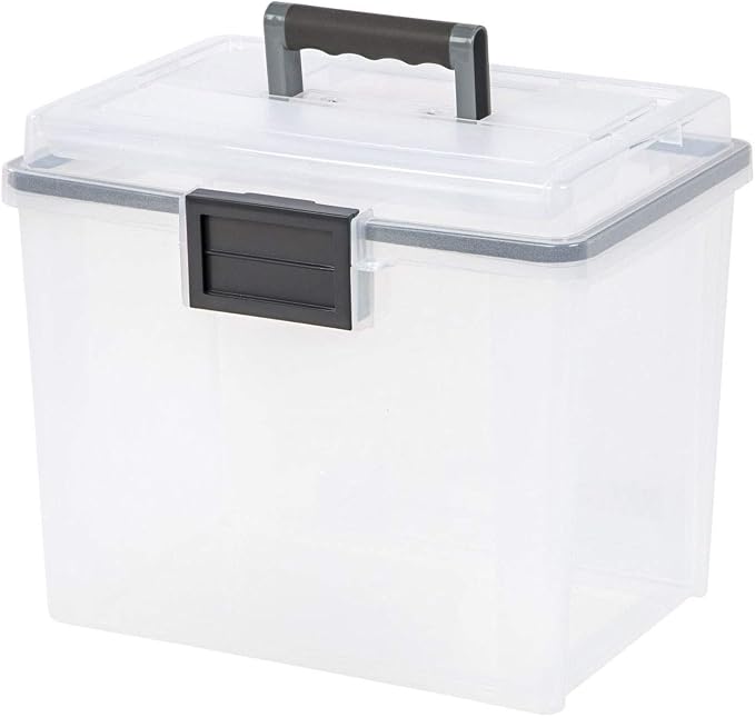 IRIS USA WeatherPro Portable File Box Organizer, 19 Qt. 4-Pack, Clear | Store and transport letter size files, documents and records with weather resistant protection and secure latching - Image 4