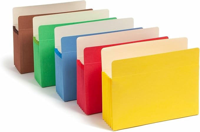 Smead File Pocket, Straight-Cut Tab, 5-1/4" Expansion, Letter Size, Assorted Colors, 5 per Pack (73836) - Image 7