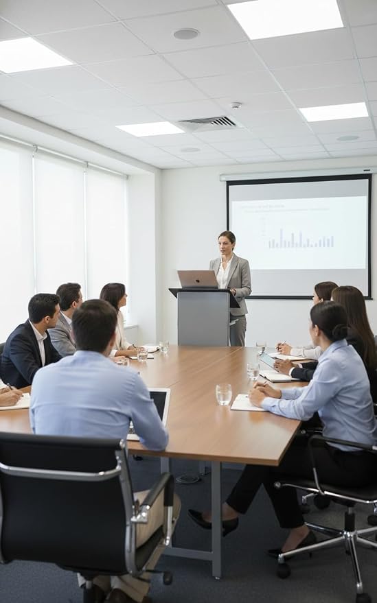 Wheeled Lectern Podium - Standing Desk with Storage Shelf - Silver/Black - Ideal for Presentations and Laptop Use - Image 2