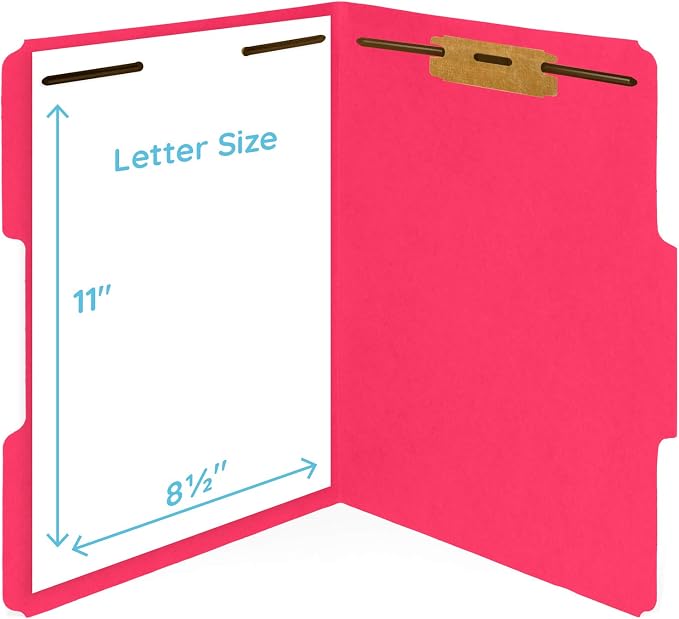 Blue Summit Supplies 50 Red Fastener File Folders, Letter, 2 Prong | Durable 11pt red paper, letter size, 1/3 cut reinforced tabs, bonded 2 prong fasteners, medical, law and office files - Image 8