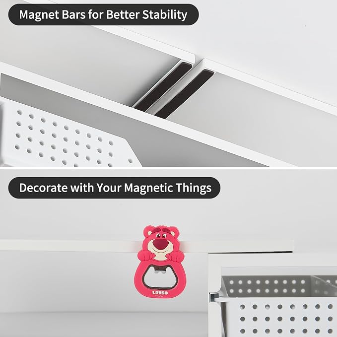 LEKETREE Dual Monitor Stand Riser with Drawer, Desk Organizer and Accessories, Metal Laptop Stand for Desk, Workspace Desktop Stand for Computer, Laptop, TV and More (White) - Image 5