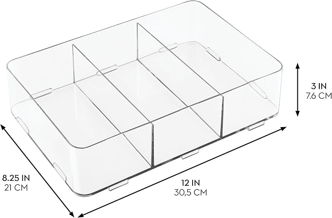iDesign Interlocking 3-Section Drawer Organizer, Clear | For Kitchen, For Bathroom, For Desk Drawers - Image 2