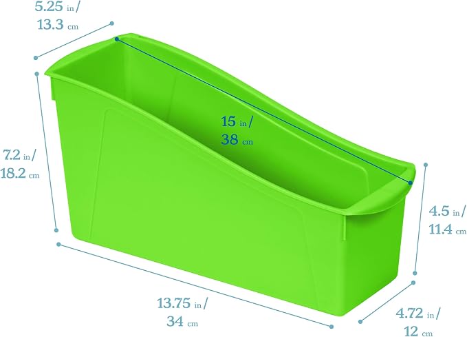 ECR4Kids Linking Plastic Storage Book Bin, Multipurpose Organization, Neon Green, 10-Piece - Image 2