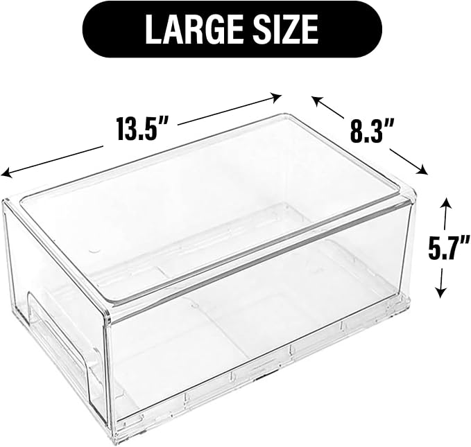 Clear Plastic Stackable Storage Drawers Bins, Perfect for Kitchen Pantry Organization and Storage, Under Sink Organizer, Pull Out Cabinet Organizer, Makeup, Bathroom Storage Containers for Organizing - Image 2