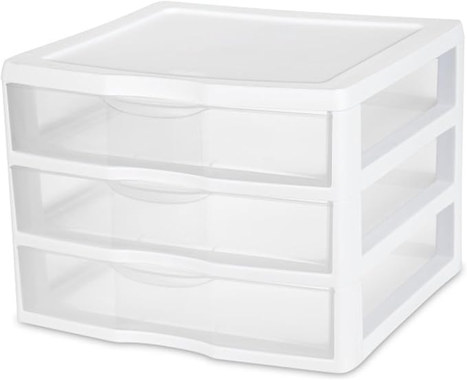 Sterilite Wide 3 Drawer Organizer, Clear Countertop/Desk Storage, 3 Pack | Organizing Plastic Storage Drawers and Containers for Home, Office, Desk, Clothes, Kitchen, and Pantry - Image 4