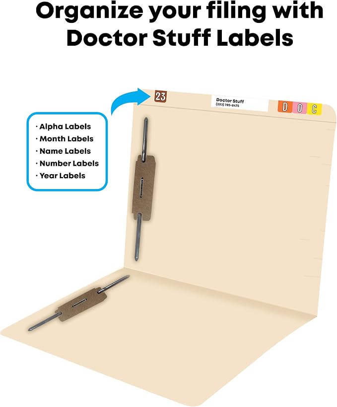 Top Tab Manila File Folders, Doctor Stuff, Reinforced Folder with Tab on Top, Full Cut, Two 2" Bonded Fastener on Inside Front and Back, 14 pt Manila Stock, Carton of 250 - Image 5