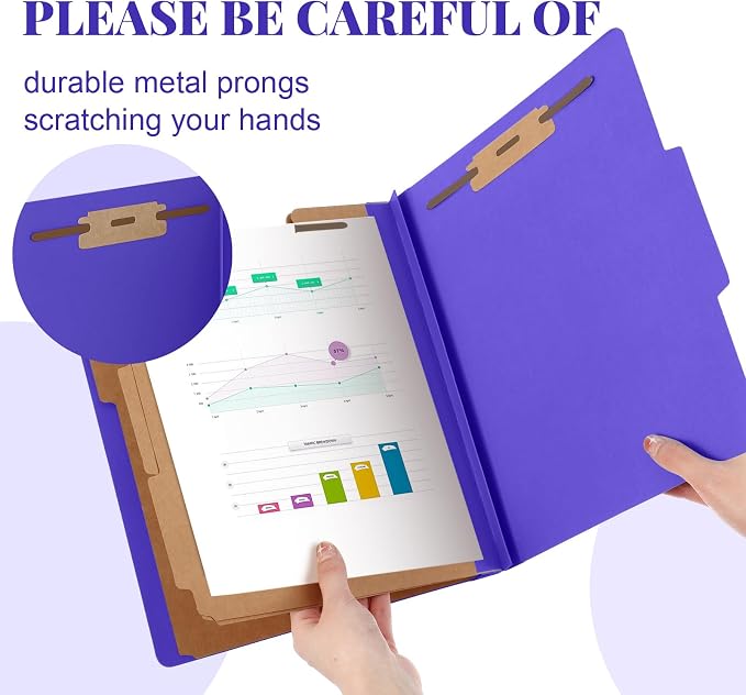Skyygemm 24 Pcs Classification Folder Letter Size, 3 Divider File,Purple | Back to School Folder Supplies, Pressboard File with Fastener, Expanding Organizer Bulk for Teacher, Office, Employee, Staff - Image 4