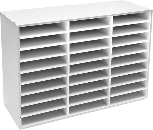 Literature Organizer - 27 Slots Compartments Desktop File Sorter, Mail Center & Paper Storage Cabinet for Home, School & Office (White) by Unknown