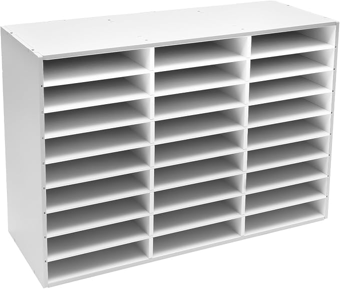 27 Compartment Desk Literature Organizer File Sorter Mail Paper Storage | Heavy Duty PVC Frame, Adjustable Dividers, Open Access Design, Easy Assembly, Wide Usage Scenarios by SHZICMY