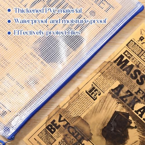 Zhehao 100 Pcs A4 Mesh Zipper Pouch Bag Bulk Blue Mesh Pouch with Zipper - Image 3