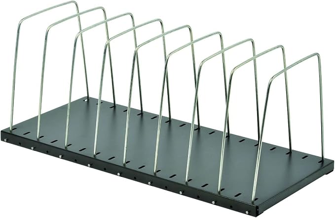 MMF Industries STEELMASTER Adjustable Desk File Organizer Rack | 8 Compartments | Wire Dividers | Black | Scratch & Chip-Resistant Finish | Non-slip Padded Feet | Office Organization - Image 3