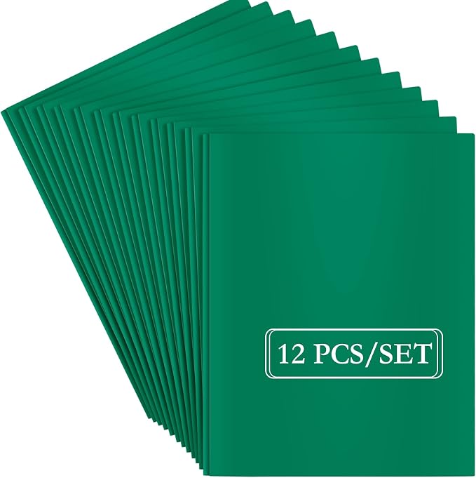ViVin Sturdy 12-Pack Plastic Folders, Folder with Pockets and Prongs, 2 Pocket Poly File, Plastic Folders with 3-Prong Fasteners, fits 8.5 * 11 Letter Size Paper, for School/Home/Office Use (Green) - Image 7