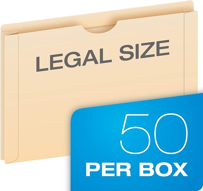 Pendaflex File Jackets, Legal Size, Manila, 2" Expansion, Reinforced Straight-Cut Tabs with Thumb Cut, 50 Per Box (23200EE), Beige, (Pack of 4) - Image 5