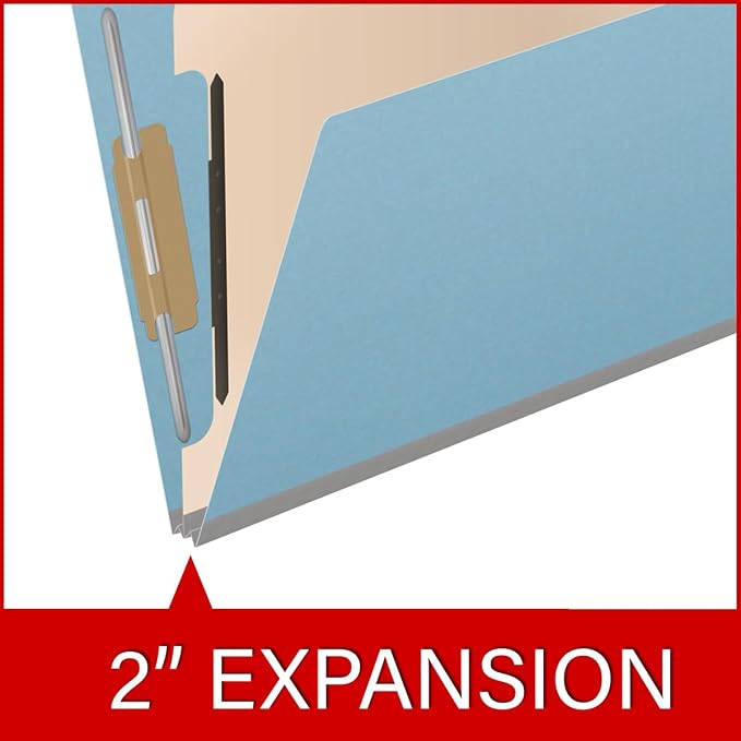 25 Pt. Pressboard Classification Folders, Full Cut End Tab, Letter Size, 1 Divider, Light Blue (Box of 10) - Image 7