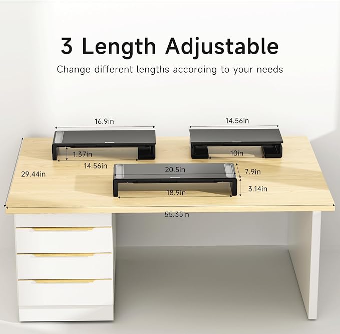 OImatser Monitor Stand Riser with USB 3.0 Hub & Type-C Port, Foldable Adjustable Computer Stand with Storage Drawer, Pen Slot & Phone Holder, Space Saving Laptop Stand for Home Office Desk Organization (White-3.0 HUB-Adapter) - Image 4