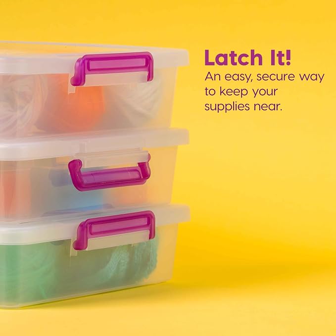 IRIS USA Storage Bins with Lids |Made in USA| 6 Qt - (6-Pack) - Clear | Plastic Containers for Crafts, Art, Office & Study Supplies / Secure Latch Buckles - Image 3