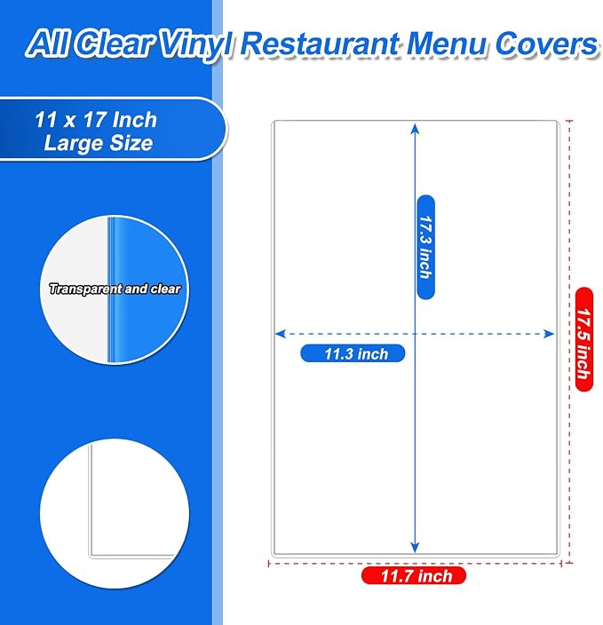 24 Pcs 11" x 17" Menu Cover, Rigid Print Protectors Double-Sided Clear Vinyl Menu Holder Heavy Duty Paper Sleeves Hard Plastic Poster Protector Sleeve for Page Sheet Photographs Document (24) - Image 4