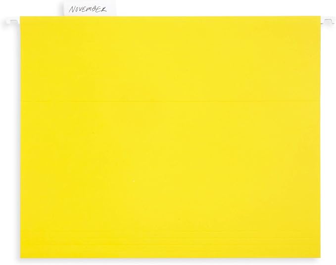 Blue Summit Supplies 50 Hanging File Folders, Letter Size, Yellow | Reinforced letter size, 1/5 cut tabs, plastic tabs and inserts included, for filing cabinet, home, and office - Image 7