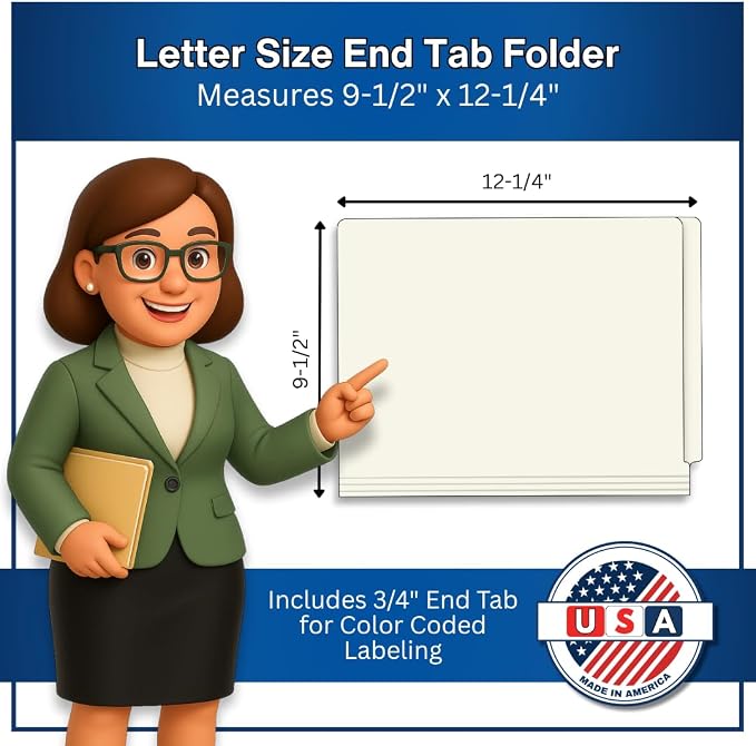 White File Folders, USA Made, Doctor Stuff, No Fasteners, Durable 11pt, Reinforced End Tab File Folders, Colored Office & Medical Charts and Patient Chart, Box of 100 - Image 2