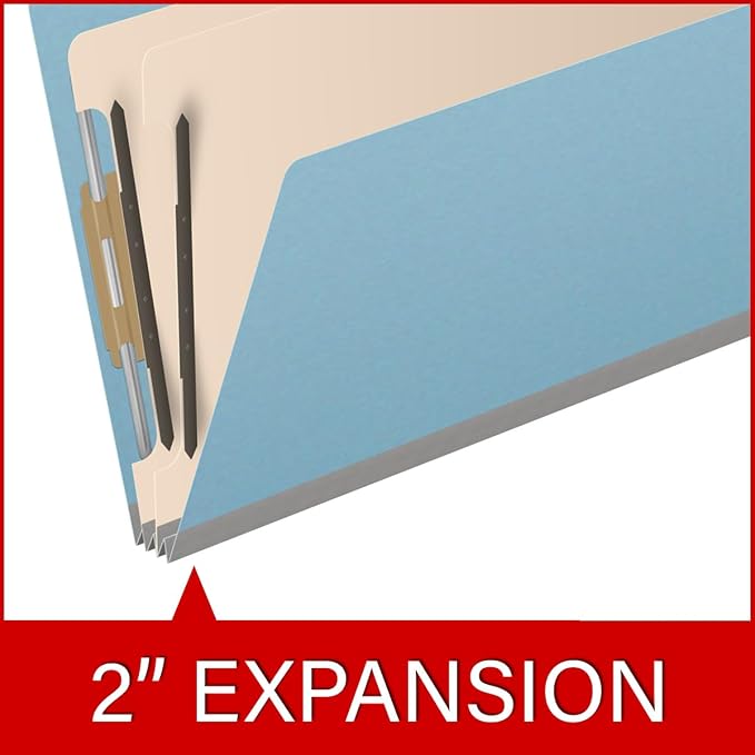 25 Pt. Pressboard Classification Folders, 2/5 Cut ROC Top Tab, Legal Size, 2 Dividers, Light Blue (Box of 10) - Image 7