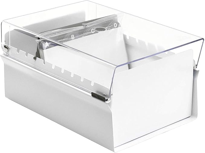 Acrimet 4 x 6 Card File Holder Organizer Box Metal Base Heavy Duty (AZ Index Cards and Divider Included) (White Color with Clear Crystal Plastic Lid Cover) - Image 4