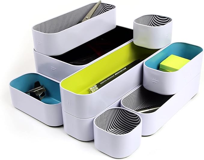 Three by Three Seattle Metal Drawer Organizer Tray Set, 10-Pc (Assorted) | Deep 2" food-safe metal bins; mix & match to customize any drawer; kitchen, bathroom, office & vanity organization - Image 4