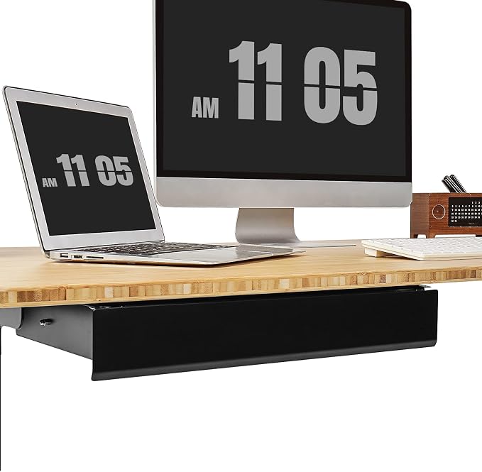 FLEXISPOT Under Desk Drawer, Steel Drawer for Desk Slide-Out, Under Table Mounted Drawer, Standing Workstation Storage Attachment for Office Home - 17.7” Width, Black - Image 5