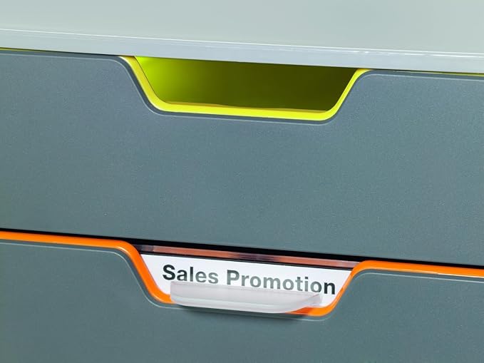 Durable Varicolor 4 Drawer Unit - Gray Desktop Drawer Set with 4 Color Coded Draws - Letter to Folio Size Files - Perfect for Storing Documents and Paper Work - Image 5