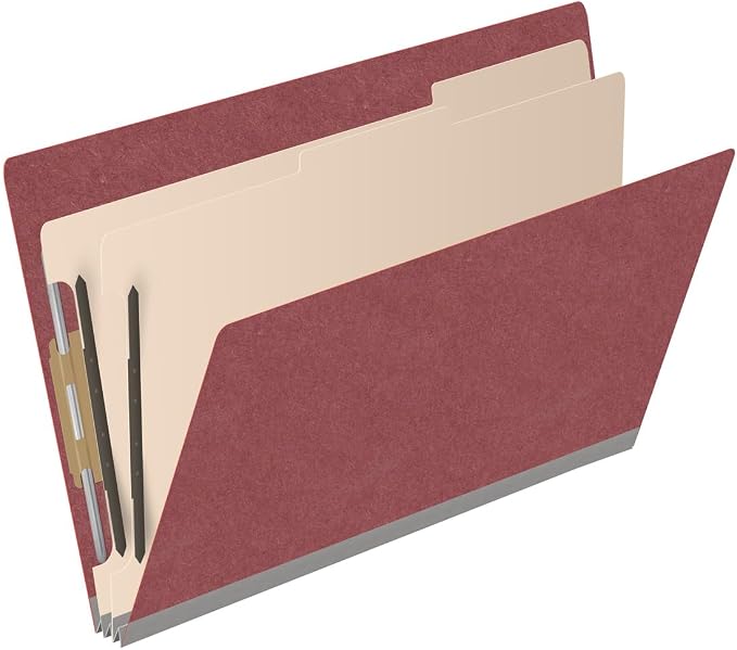 Ecom Folders End Tab Pressboard Classification Folders | Legal Size 25 Pt Stock with 2 Dividers and 2" Tyvek Expansion | Medical, Legal & Office Records Organizer | Dark Red, Box of 10 - Image 2