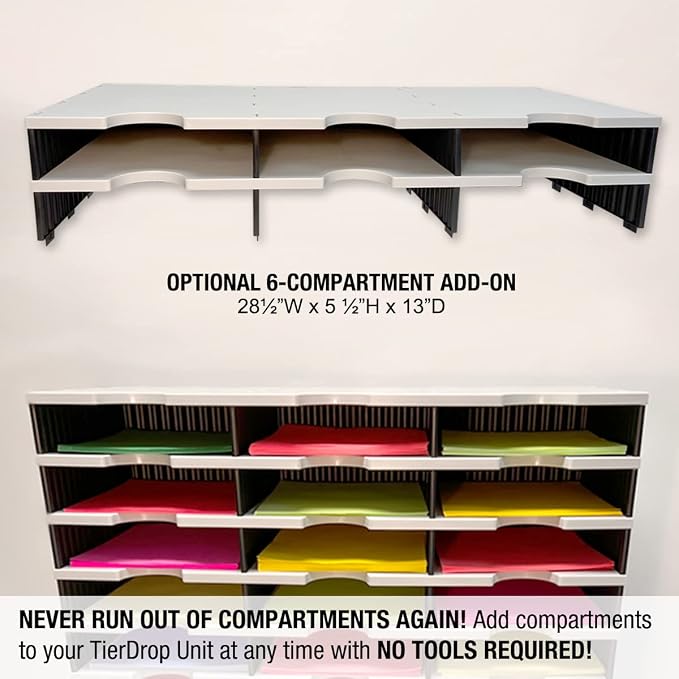 Ultimate Office TierDrop Desktop Organizer, 12 Compartment Sorter, 3-Wide | Sorts documents, forms, mail for office or classroom; modular no-tool assembly design, easily expands with add-on tiers - Image 5