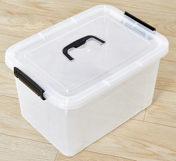 Clear Storage Latch Box 12 Quart, Plastic Organizing Box/Bin with Lid and Black Handles, 6-Pack - Image 4