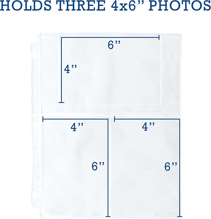 Samsill 50 Pack Ultra Clear 4x6 Photo Album Pages for 3 Ring Binder, Mixed Format, Archival Photo Sleeves, Photo Holders, 3 Pocket Top Loading, 300 Total Photos - Image 2