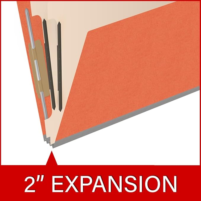 Heavy Duty End Tab Color Folders, 2/5 Cut ROC Top Tab, Letter Size, 2 Divider, Orange (Box of 10) - Image 7