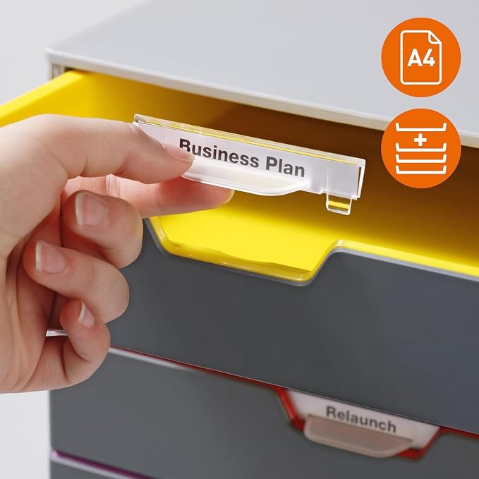 Durable Varicolor 5 Drawer Unit - Gray Desktop Drawer Set with 5 Color Coded Draws - Perfect for Storing Documents and Paper Work - Image 4