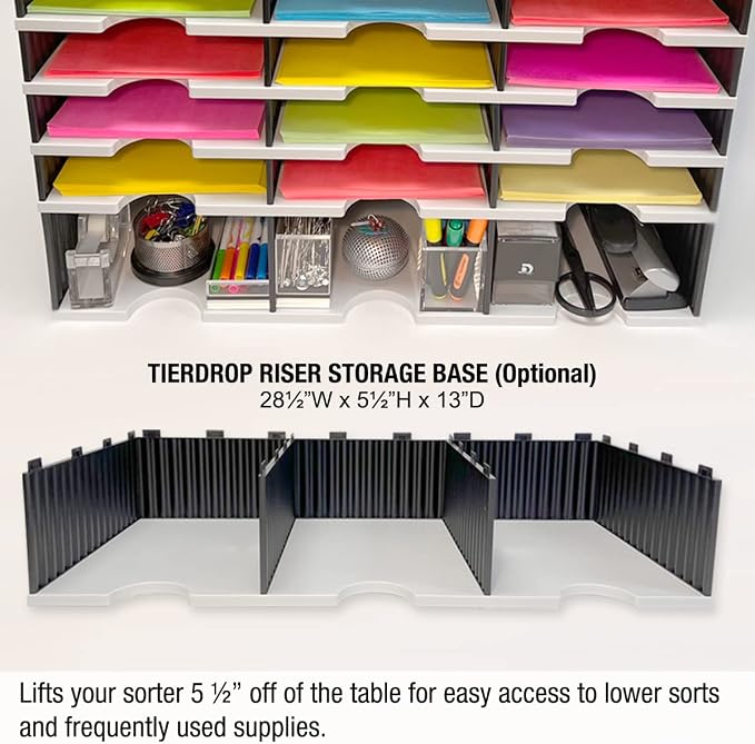 Ultimate Office TierDrop Desktop Organizer, 24 Compartment Sorter, 3-Wide | Sorts documents, forms, mail for office or classroom; modular no-tool assembly design, easily expands with add-on tiers - Image 4