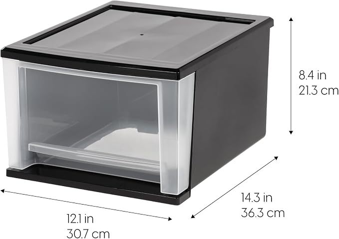 IRIS USA 4-Pack, 17 Qt. Medium Stacking Drawer Storage Organizer, Black | Organize clothing, accessories, office supplies, and everyday essentials around your home for a clutter-free space - Image 3
