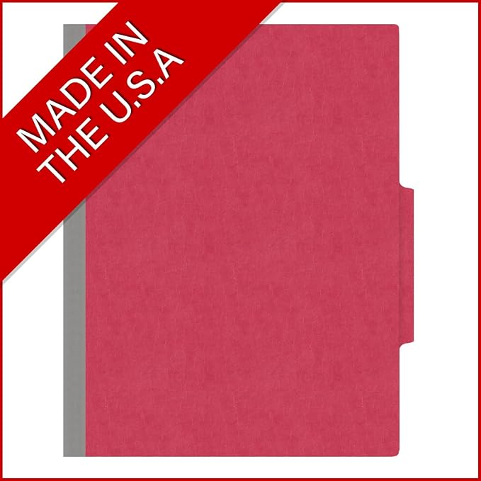 Heavy Duty End Tab Color Folders, 2/5 Cut ROC Top Tab, Letter Size, 2 Divider, Red (Box of 10) - Image 5