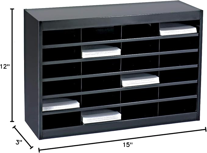 Safco E-Z Stor Literature Organizer, 24 Compartments, Office and Classroom Commercial Grade Steel Mailbox Mail Sorter, Heavy Duty Construction, Black - Image 3