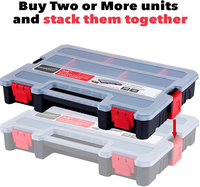 Small Parts Organizer Box – Stackable Hardware Storage Case with 20 Compartments & 12 Dividers – Heavy-Duty Nylon Screw, Drill Bit, Nut & Bolt Organizer for Garage, Toolbox, Workshop - Image 3